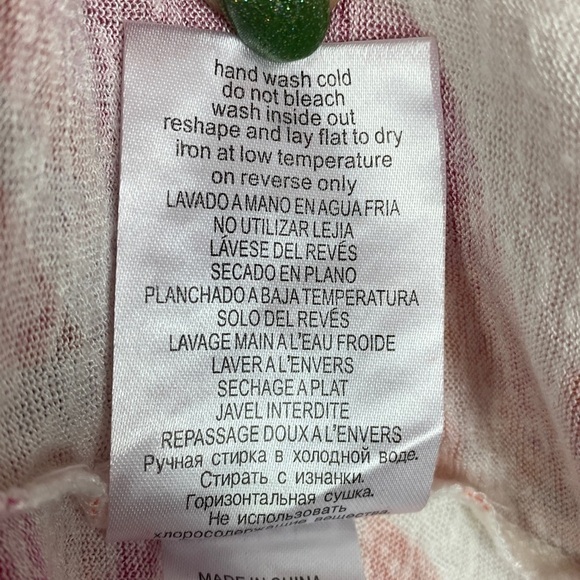 Leo Guy 2-Piece Floral Beaded Tank with Open Cardigan Women's 4 Beige Pink Red - Picture 11 of 12